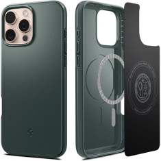 Husa iPhone 16 Pro Spigen Thin Fit MagSafe, verde inchis foto