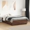 Cadru de pat cu lumini LED stejar maro 140x190cm lemn prelucrat