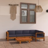 Gossi set mobilier gradina perne gri inchis, 6 piese, lemn acacia