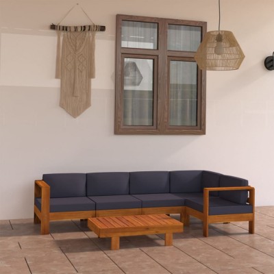Gossi set mobilier gradina perne gri inchis, 6 piese, lemn acacia foto