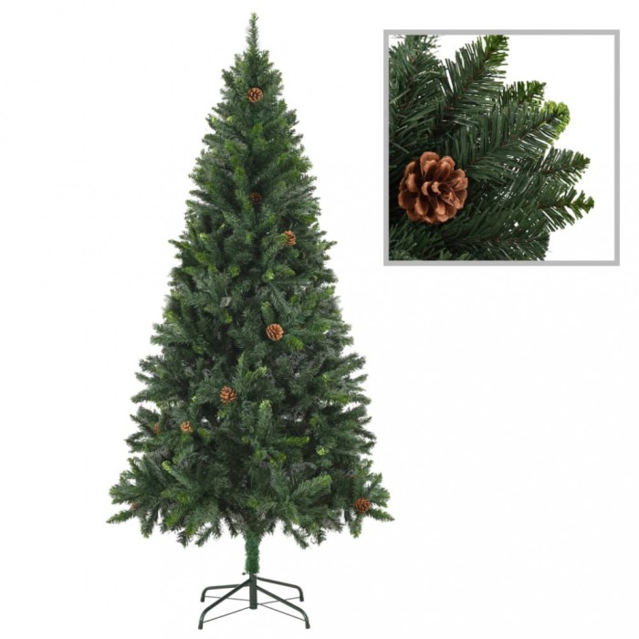 Brad de Crăciun artificial cu conuri de pin, verde, 180 cm