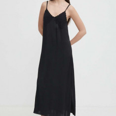Sisley rochie culoarea negru, maxi, drept
