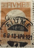 Timbre Fiume Interbelica TMB1RAR 20 centisimi / guvernare provizorie supratipar
