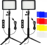 Cumpara ieftin Kit 2 mini panouri LED Neewer, lumina ajustabila din filtre, cap bila 360 grade inclus, trepiezi-stativi reglabili 116 cm, 8 filtre de culoare multico