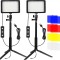 Kit 2 mini panouri LED Neewer, lumina ajustabila din filtre, cap bila 360 grade inclus, trepiezi-stativi reglabili 116 cm, 8 filtre de culoare multico