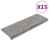 Cumpara ieftin Covorase pentru scari, 15 buc., 65x21x4 cm, gri, cu margini dreptunghiulare