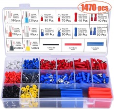 Set cleste de sertizare pini conectori 2 in 1 Preciva, 0,5 ? 2,5 mm?, Clesti de sertizare cu clichet 0,5 ? 6 mm?, cu 1380 bucati accesorii foto