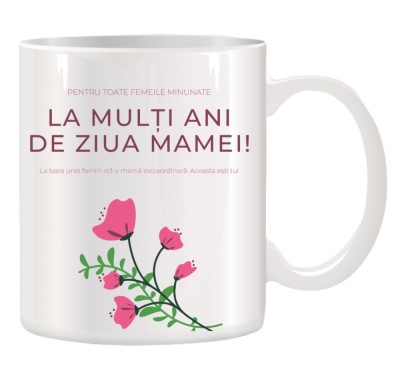 Cana alba personalizata &amp;quot;La multi ani de ziua Mamei&amp;quot;, INOVATIX&amp;reg;. 330ml foto