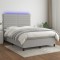 vidaXL Pat cu arcuri, saltea și LED, gri deschis, 140x190 cm, textil 3134949