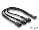 Splitter cablu fan 1 x 4 pini PWM + 2 x 4 pini (3 pini conectati) M-T brodat 25cm, Delock 91366