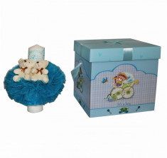 Set lumanare si cutie pentru transport trusou - bleu foto