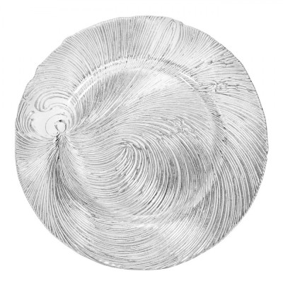 Platou Decorativ Crăciun, Rotund, Sticlă, Reliefat, Argintiu, 33x2 cm foto