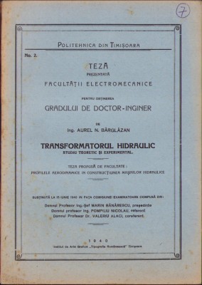 HST 471SP Teză doctorat academician Aurel B&amp;acirc;rglăzan 1940 Timișoara foto