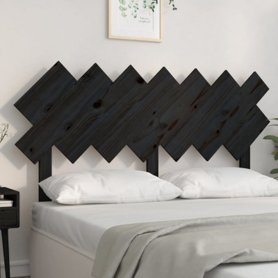 vidaXL Tăblie de pat, negru, 151,5x3x81 cm, lemn masiv de pin foto