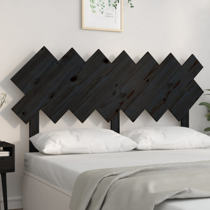 vidaXL Tăblie de pat, negru, 151,5x3x81 cm, lemn masiv de pin