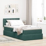 Cumpara ieftin Pat cu storage cu headboard Verde inchis 100 x 200 cm Catifea