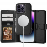 Husa Tech-Protect Wallet Wallet MagSafe pentru Apple iPhone 15 Pro Negru, Silicon