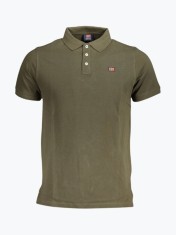 Tricou polo barbati cu logo, din bumbac, Olive (Marime: XL) foto