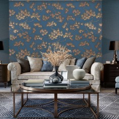 DUTCH WALLCOVERINGS Tapet, auriu ?i albastru, model pin foto