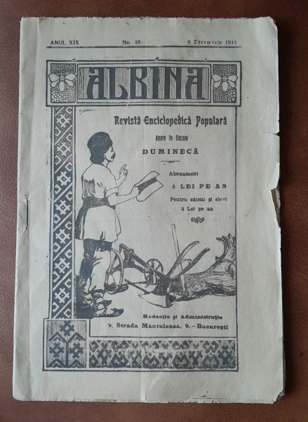 Revista Albina nr.10/1915, pagina copiilor Mos Glumici, cu 4 ilustratii de Lelea Frasina