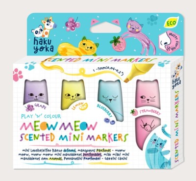 Set 4 Mini Markere Parfumate - Meow Meow foto
