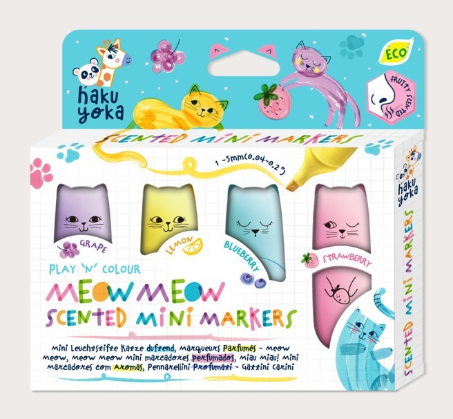 Set 4 Mini Markere Parfumate - Meow Meow