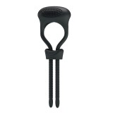 Inel penis Curitis Black reglabil vibratii silicon 13.5cm baterii LR41