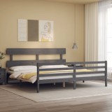 VidaXL Cadru pat cu tăblie 200x200 cm, gri, lemn masiv
