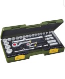 Cumpara ieftin Trusa chei tubulare 65 piese, Proxxon 23286, 1/4&rdquo; + 1/2&rdquo;, 2 clichete baton, biti si accesorii, cutie compacta rezistenta