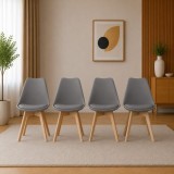 Set 4 scaune bucatarie si living Artool Mark grafit cu picioare din lemn