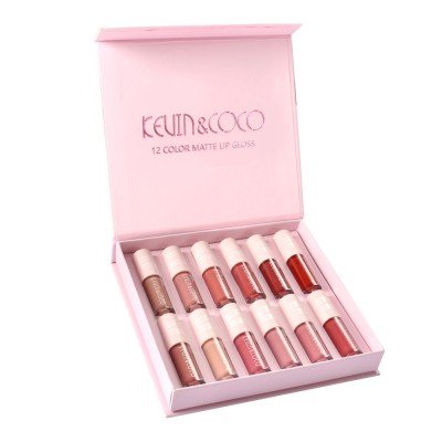 Set 12 rujuri mate, rezistente la transfer, kevin&amp;amp;coco, 1.85 ml, cutie roz foto