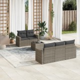 VidaXL Set mobilier grădină cu perne, 6 piese, gri, poliratan