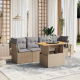 Cumpara ieftin Set canapele de grădină cu perne, 5 piese, bej, poliratan