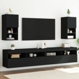 VidaXL Comode TV cu lumini LED, 2 buc., negru, 30,5x30x60 cm