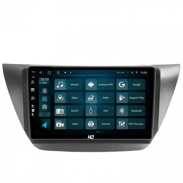Navigatie Mitsubishi Lancer (2003-2007) 6GB RAM Android 13 Octacore Slot Sim 4G DSP GPS Wi-FI Carplay Android Auto USB Bluetooth Waze Touchscreen 9 In