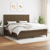 vidaXL Pat box spring cu saltea, maro &icirc;nchis, 200x200 cm, textil