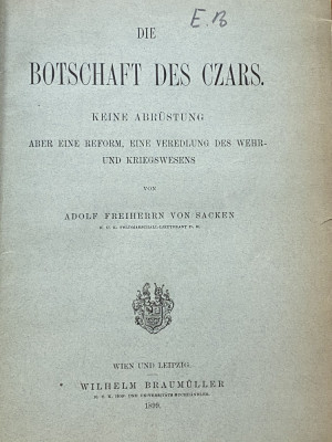 carte veche Die Botschaf des Czars Adolf von Sacken 1899 foto