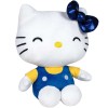 Jucarie din plus Hello Kitty cu salopeta albastra, Editie aniversara, 16 cm, Play By Play
