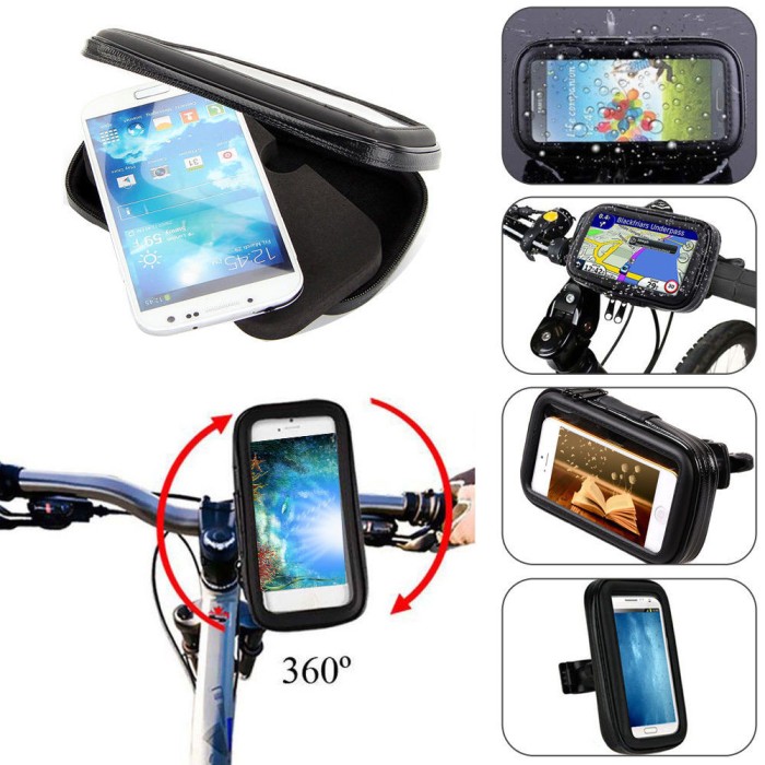 Suport Telefon Universal XL MRG L-150, Pentru Bicicleta / Moto, Impermeabil, Negru C150