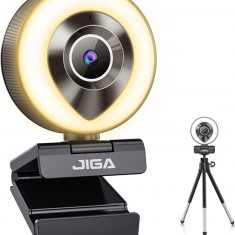 21 Cameră web JIGA 1080P cu microfon și inel luminos, cameră web pentru streamin