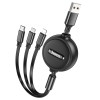 Cablu Hoco 3-in-1 USB-A la Lightning Micro USB Type-C 2A X75 1m Negru