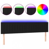 Cumpara ieftin Tablie de pat cu LED, negru, 180x5x78/88 cm, textil