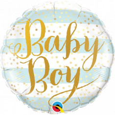 Balon botez Baby Boy Blue Stripes din folie metalizata 43cm foto