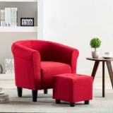 Cumpara ieftin Set fotoliu și taburet, 2 piese, roșu vin, material textil