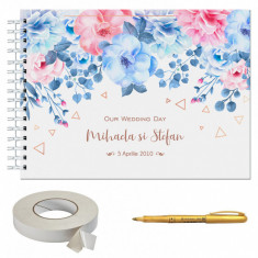 Album foto / GuestBook pentru nunta, MODEL FLOWERS 4, personalizabil, A4
