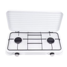 Aragaz portabil cu 2 ochiuri,alimentare butelie,alb + kit furtun 2m,ceas,coliere