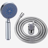 Set Para de Dus cu Accesorii si Suport, Cap de Dus 5 Functii, Furtun Inox, Duze din Silicon, Modern, Premium, Argintiu