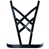 BIJOUX - INDISCRETS MAZE CROSSED HARNESS WITH NECKLINE BLACK, BIJOUX MAZE