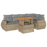 Cumpara ieftin Set canapele de gradina cu perne, 6 piese, bej, poliratan