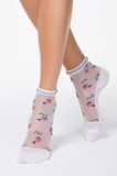 Șosete poliamidă 1/2 cu model floral și picot din lurex, Fantasy 137 - Alb, 36-37 (23)